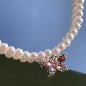 Butterfly pearl necklace